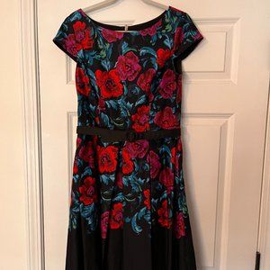 Eliza J black floral mini party dress size 10